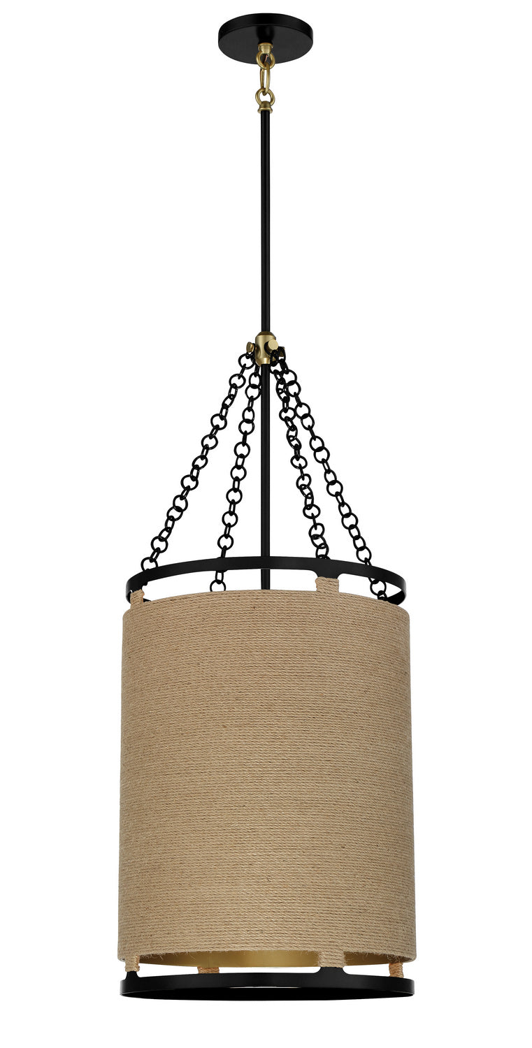 Windward Passage Four Light Pendant in Coal And Soft Brass