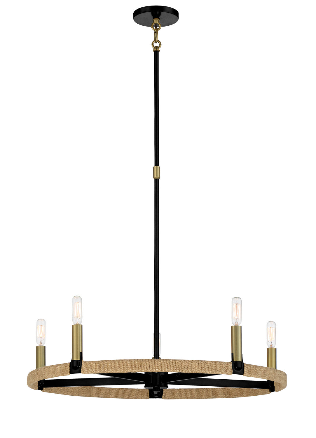 Windward Passage Five Light Chandelier in Coal And Soft Brass
