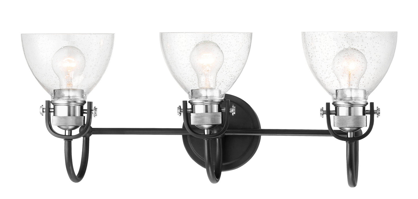 Monico Three Light Bath in Matte Black And Polished Nickel
