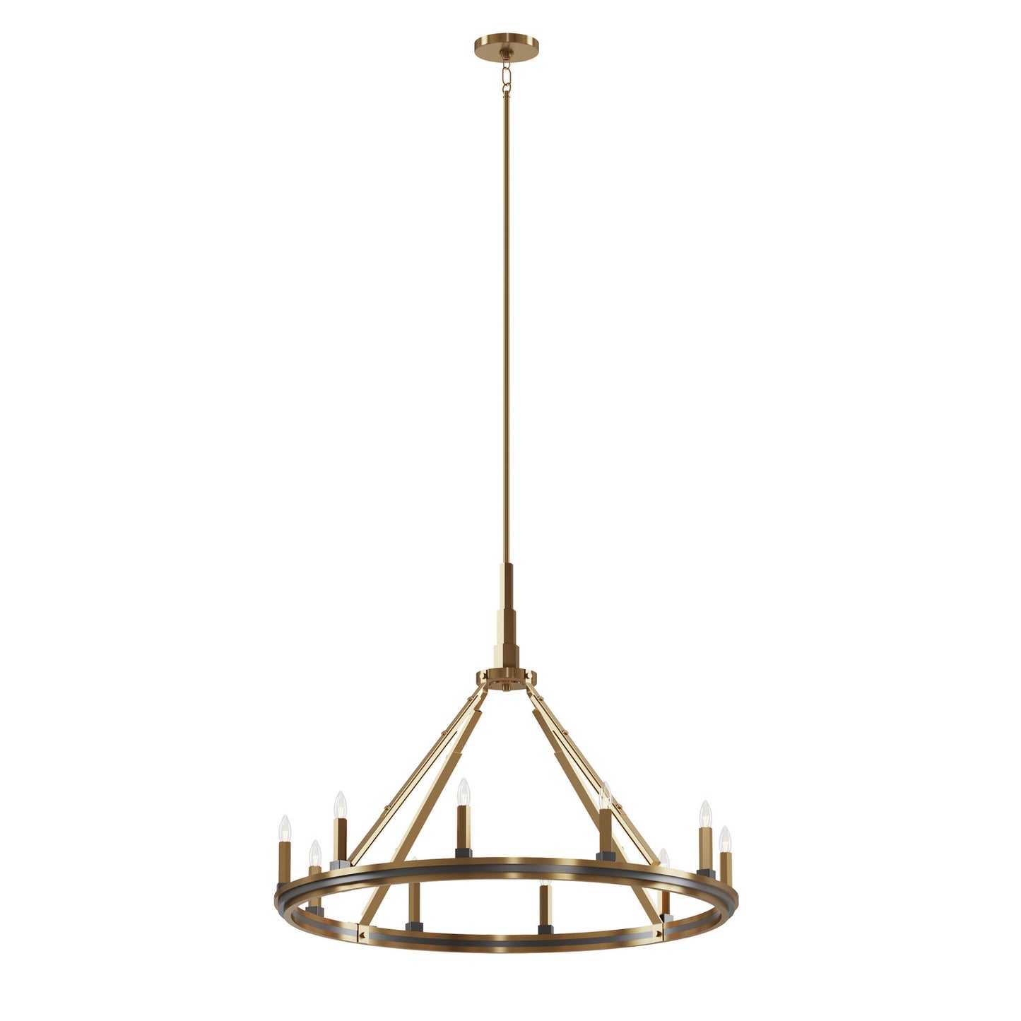 Emmala Ten Light Chandelier in Brushed Natural Brass