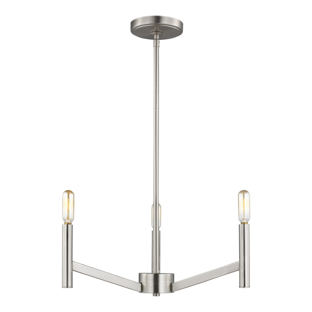 Vector Three Light Chandelier in Brushed Nickel