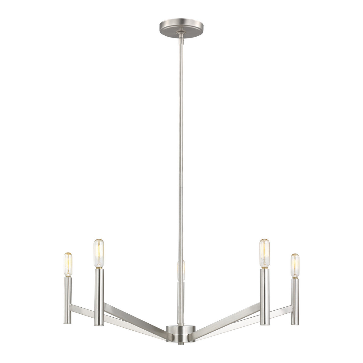Vector Five Light Chandelier in Brushed Nickel