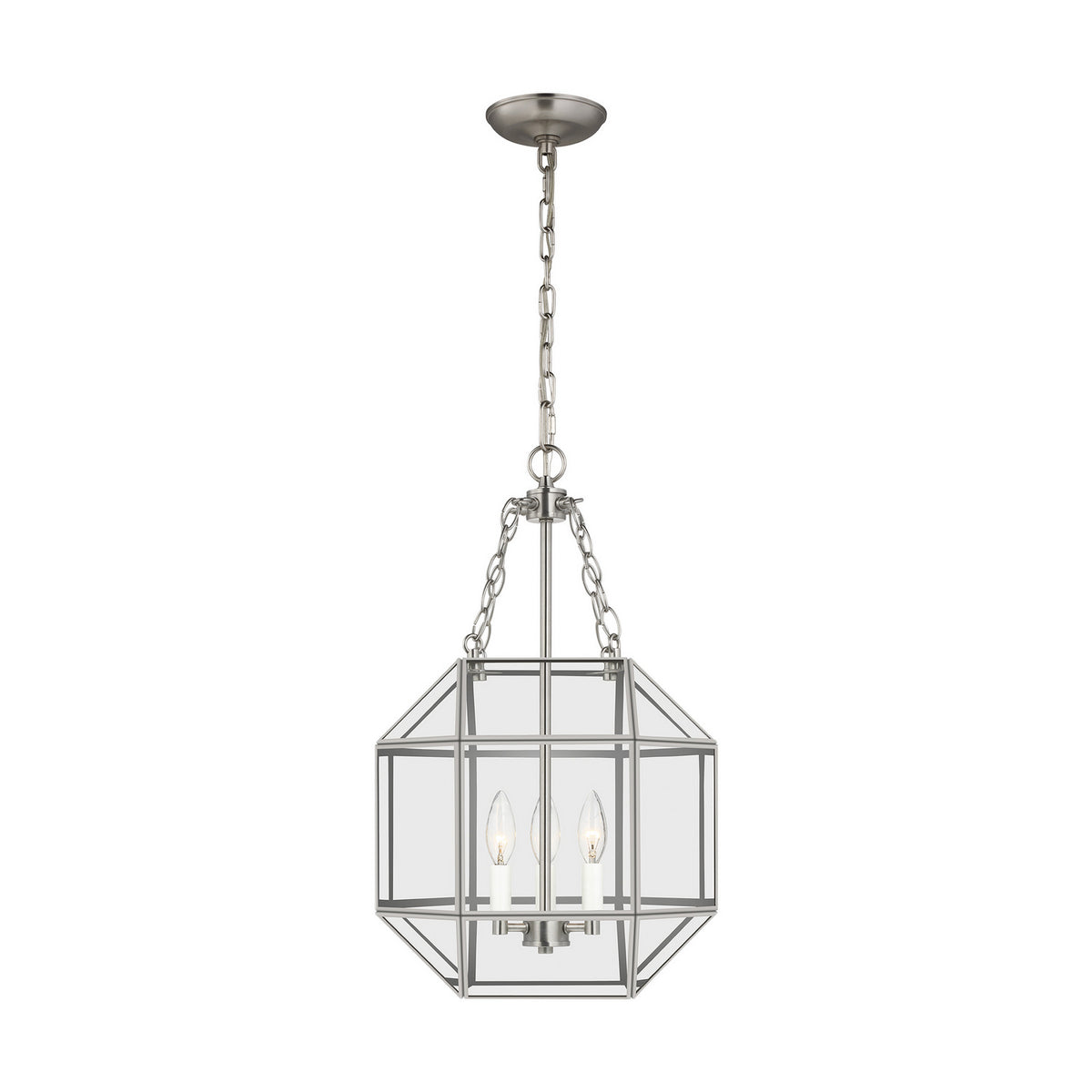 Morrison Three Light Lantern in Brushed Nickel