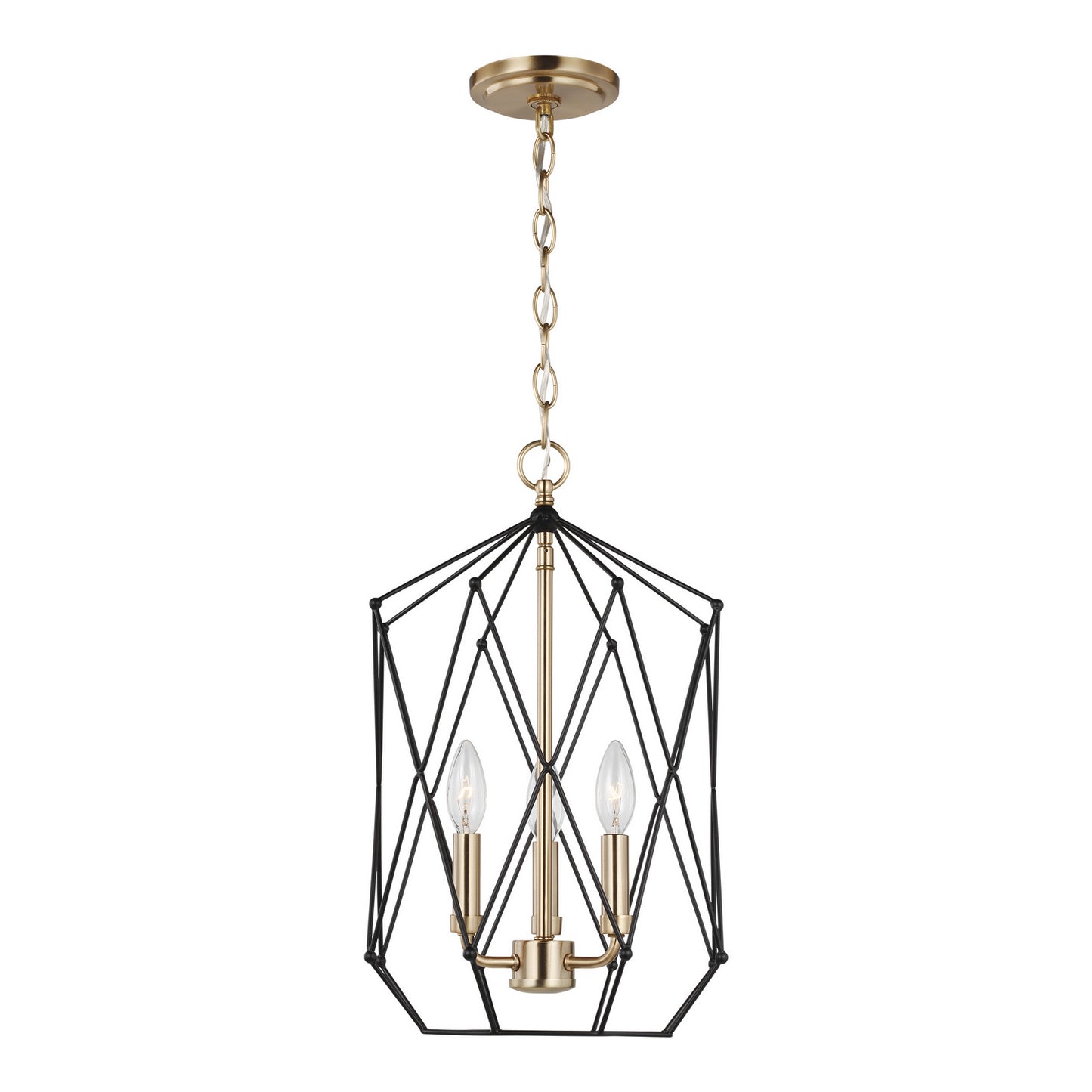 Zarra Three Light Lantern in Satin Brass