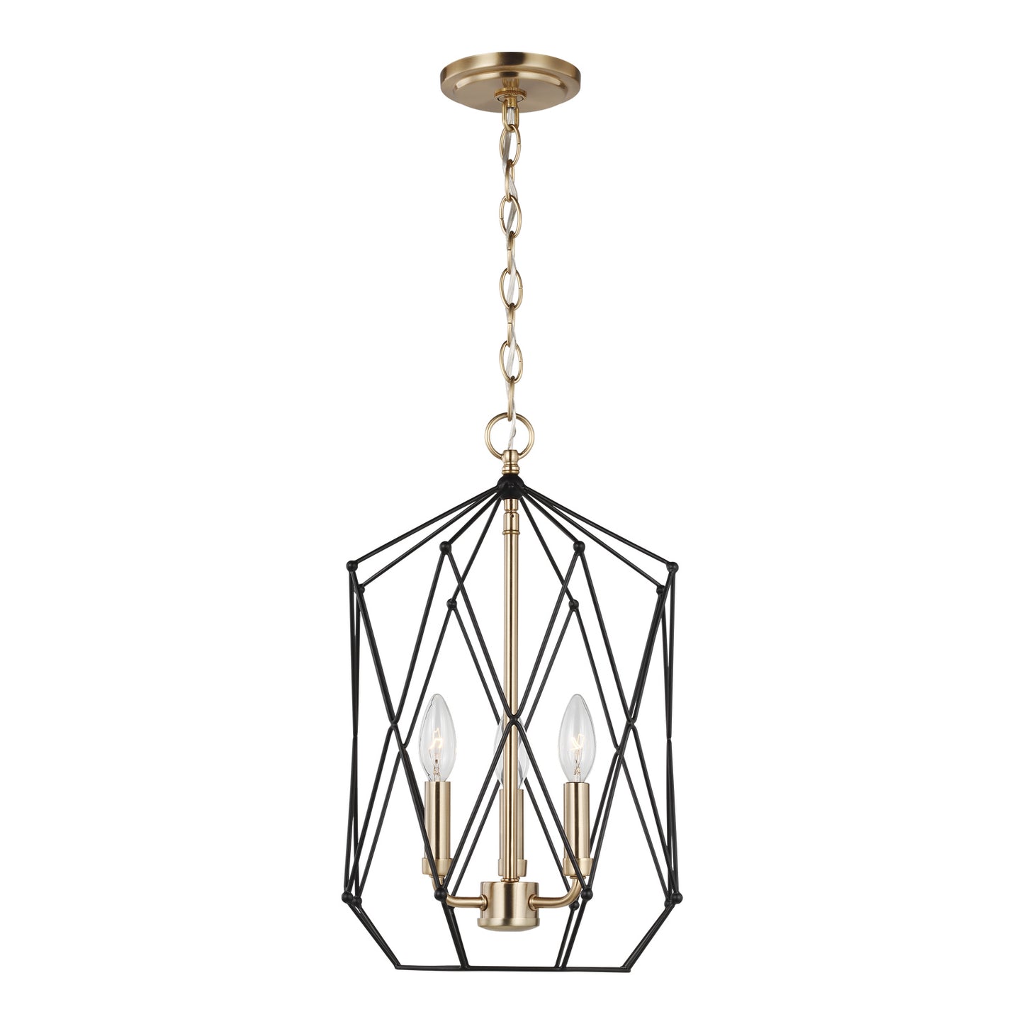 Zarra Three Light Lantern in Satin Brass