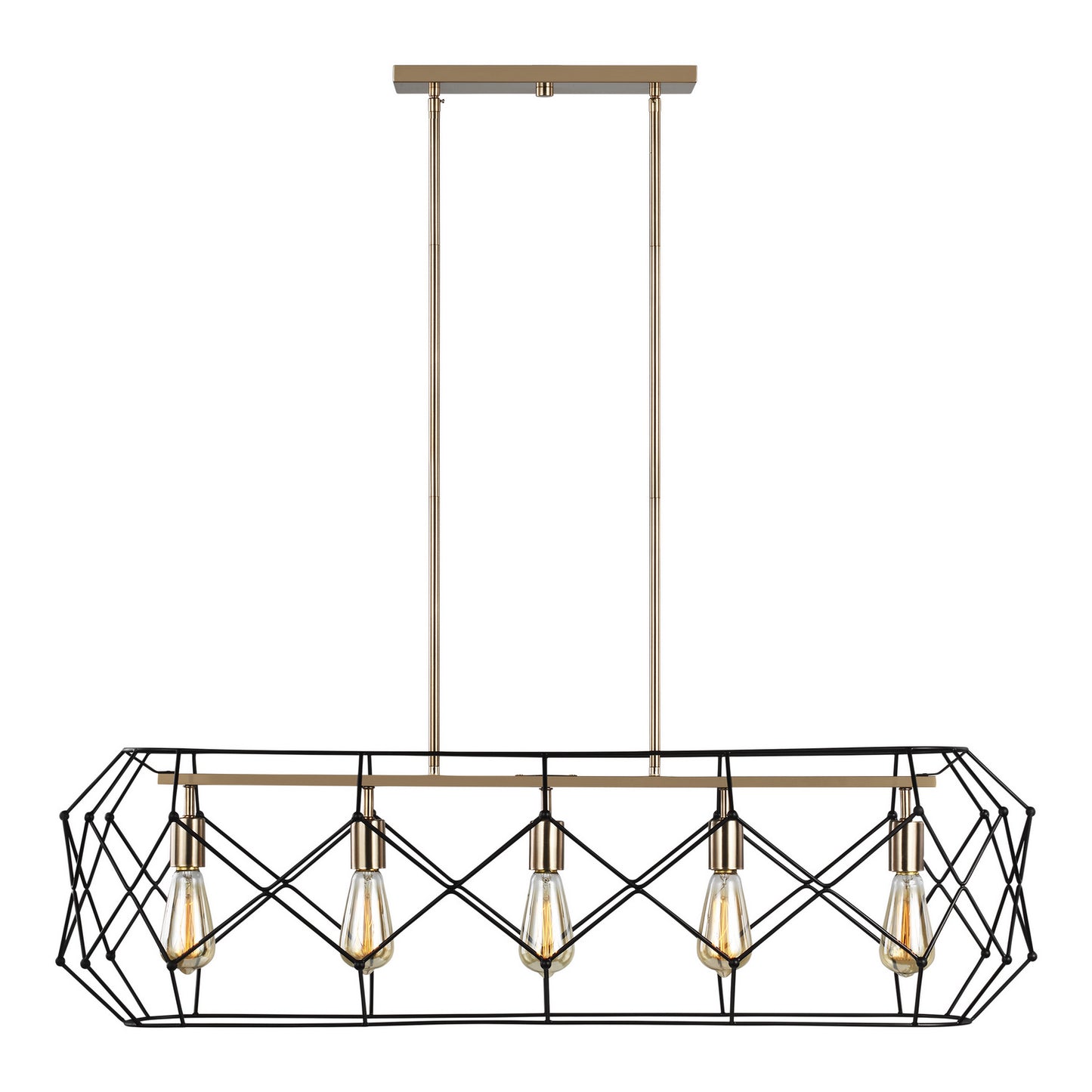 Zarra Five Light Linear Chandelier in Satin Brass