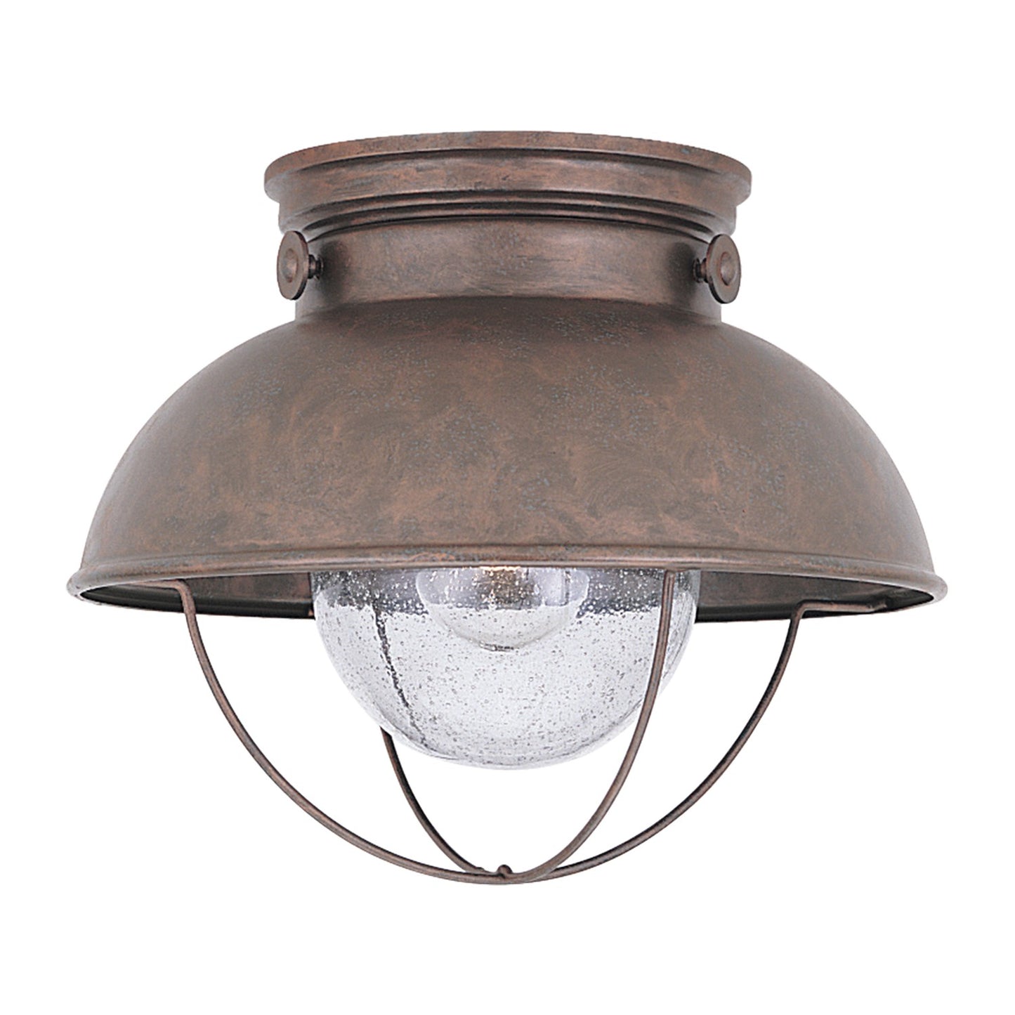 Sebring One Light Outdoor Flush Mount in Weathered Copper