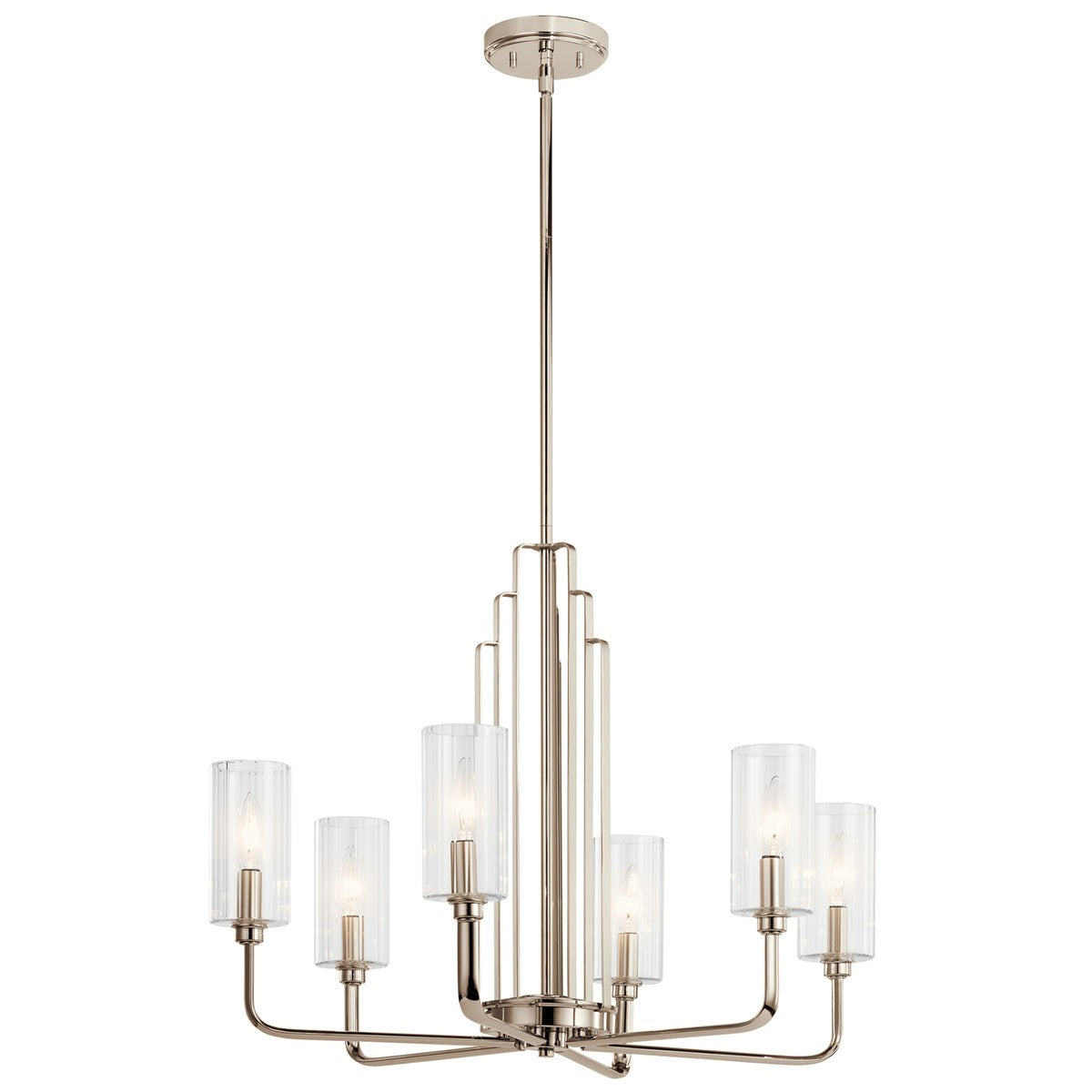 Kimrose Six Light Chandelier in Polished Nickel