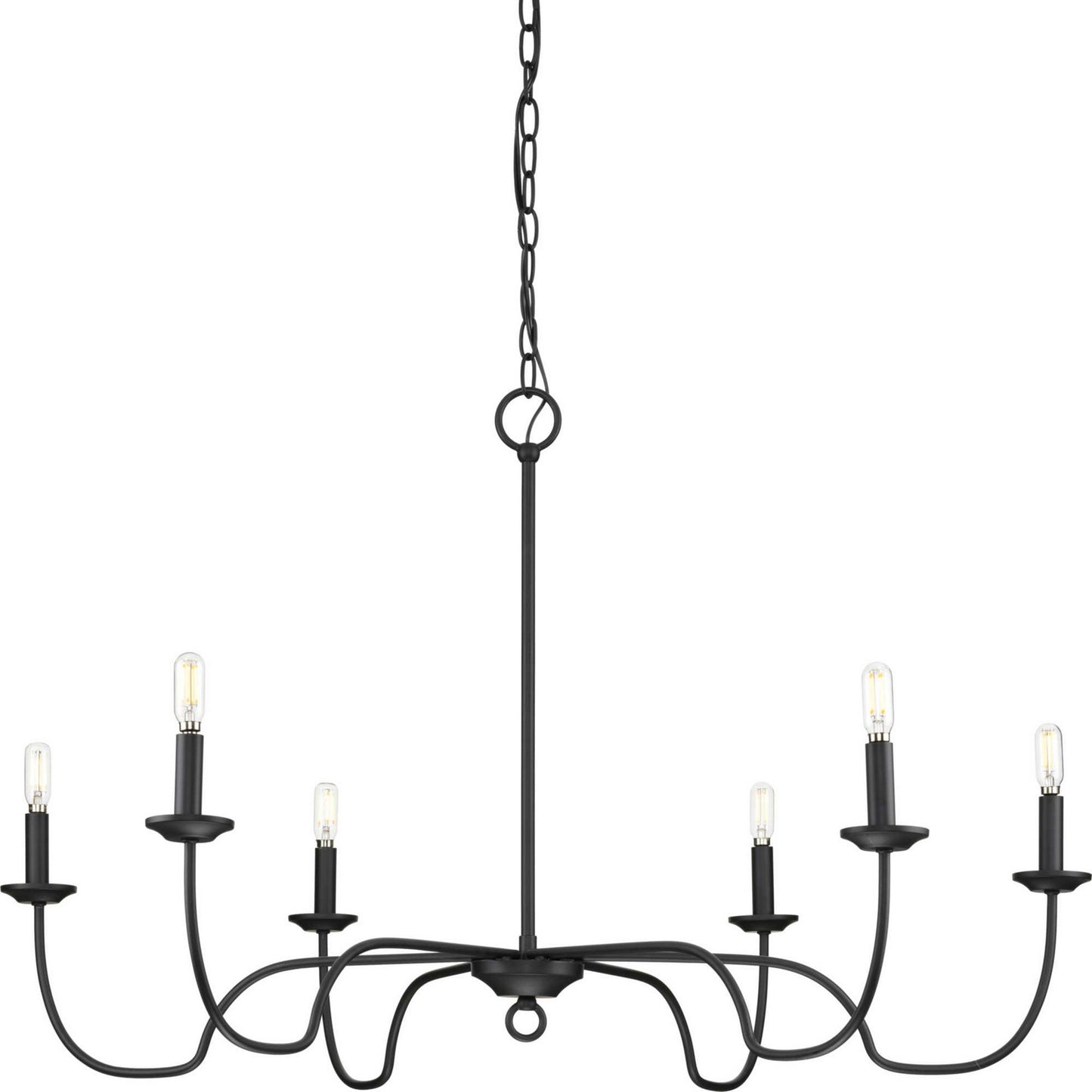 Canebrake Six Light Chandelier in Matte Black