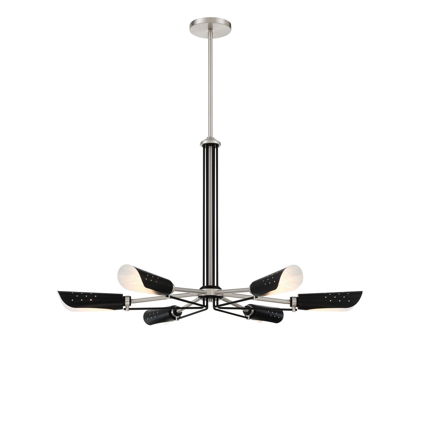 George Kovacs - P1696-691 - Six Light Chandelier - Turbine - Brushed Nickel and Coal Highlights