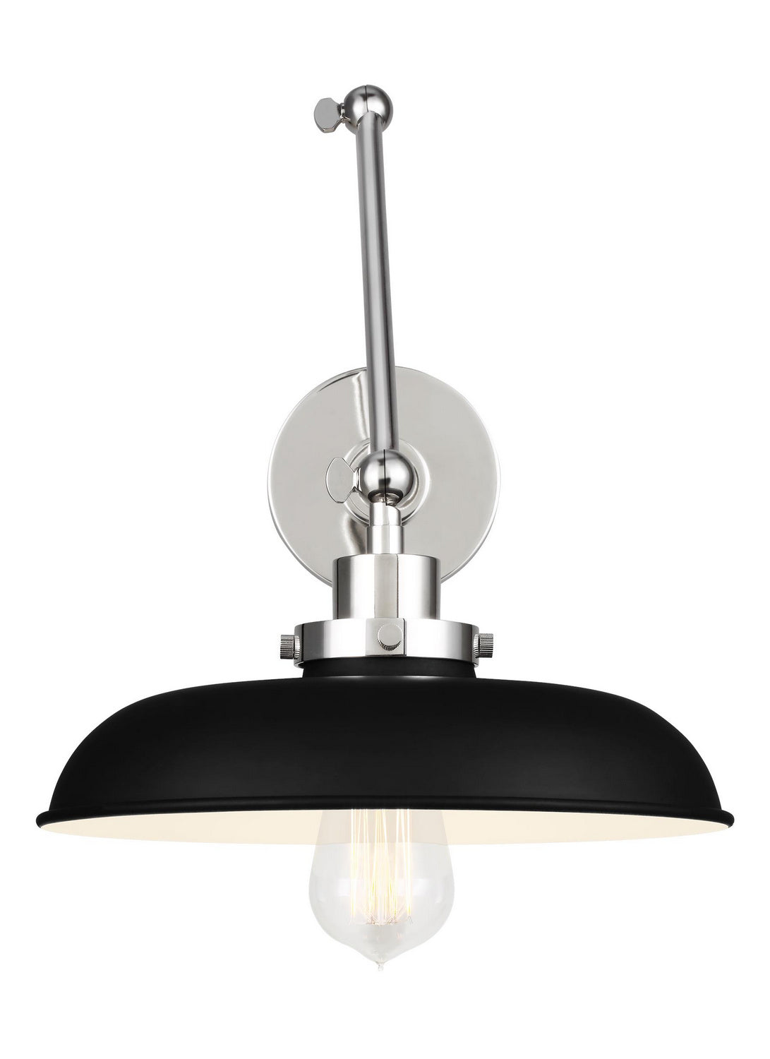 Wellfleet One Light Wall Sconce in Midnight Black and Polished Nickel