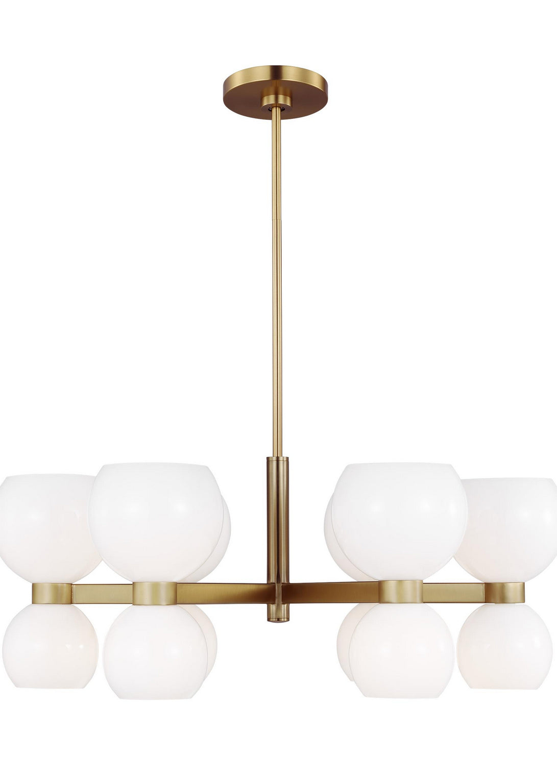 Londyn 12 Light Chandelier in Burnished Brass with Milk White Glass