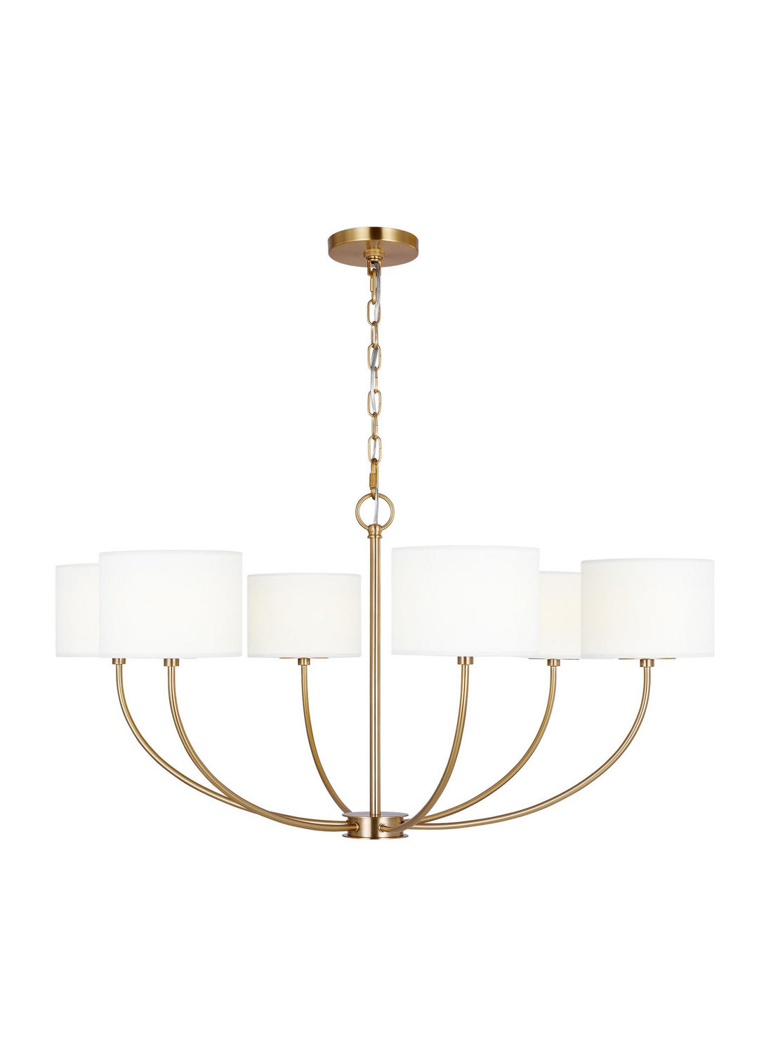 Sawyer Six Light Chandelier in Burnished Brass