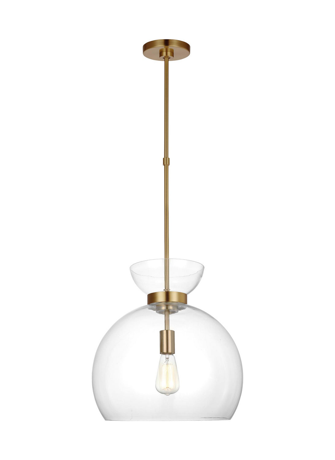 Londyn One Light Pendant in Burnished Brass with Clear Glass
