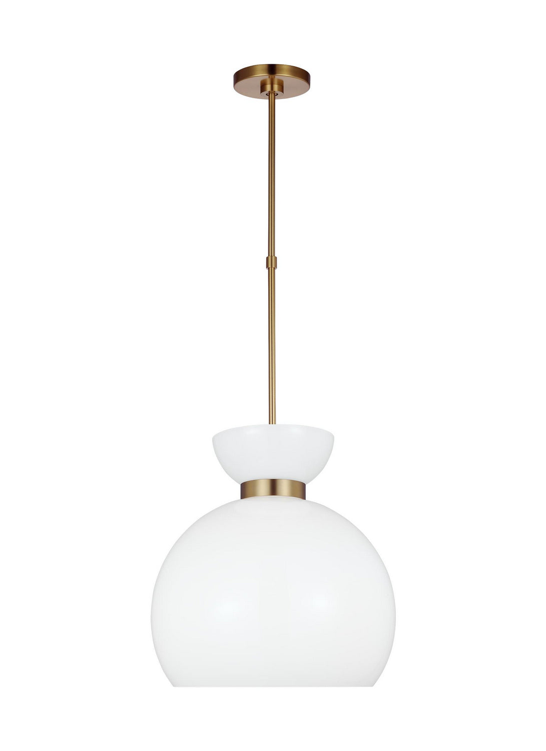 Londyn One Light Pendant in Burnished Brass with Milk White Glass