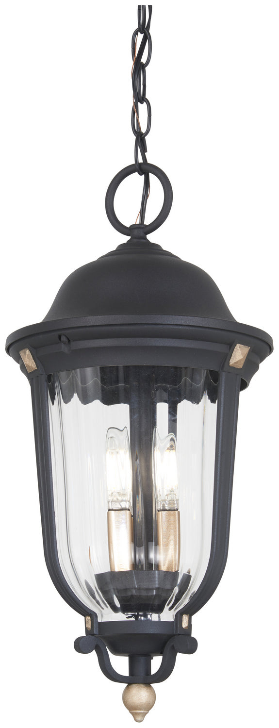 Peale Street Three Light Outdoor Chain Hung in Sand Coal And Vermeil Gold