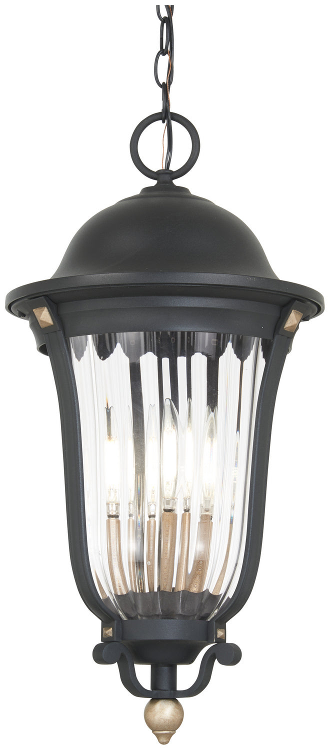 Peale Street Four Light Outdoor Chain Hung in Sand Coal And Vermeil Gold