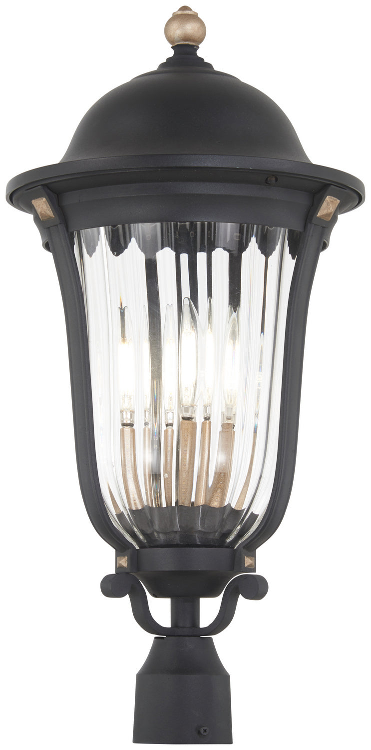Peale Street Four Light Outdoor Post Mount in Sand Coal And Vermeil Gold