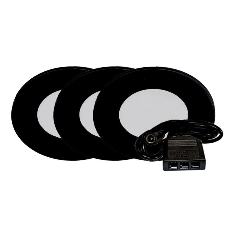 3-Pack Kit Slim Puck Light in Black