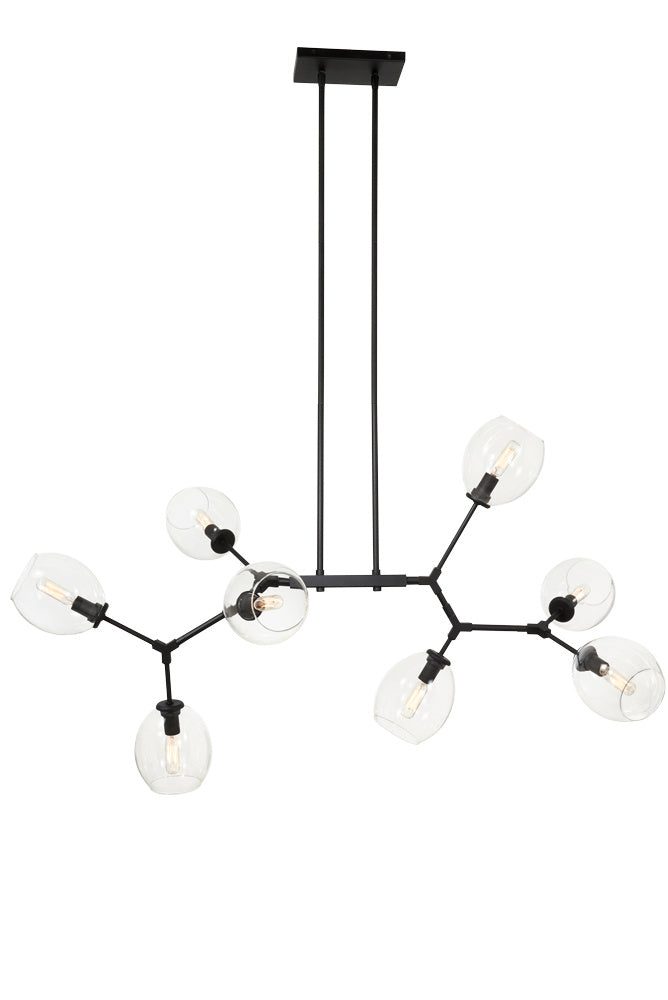 Nexpo Eight Light Island Pendant in Coal Black