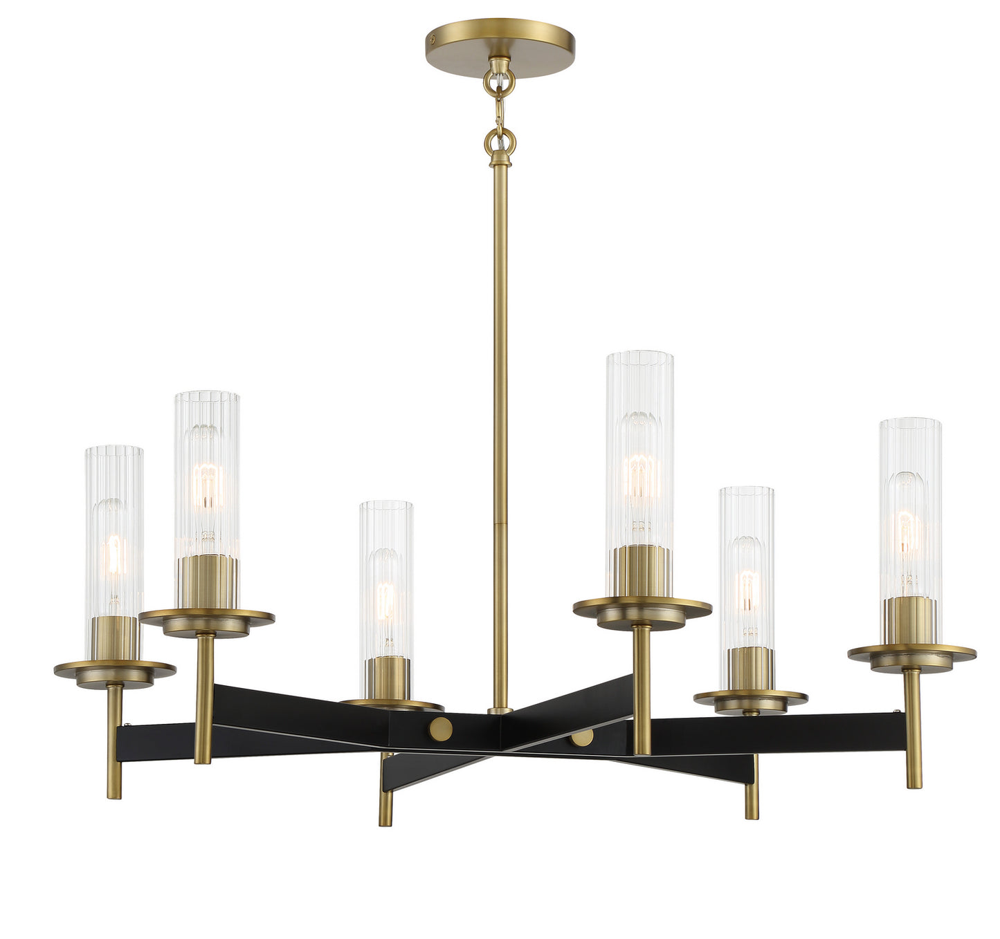 Baldwin Park Six Light Chandelier in Coal And Soft Brass
