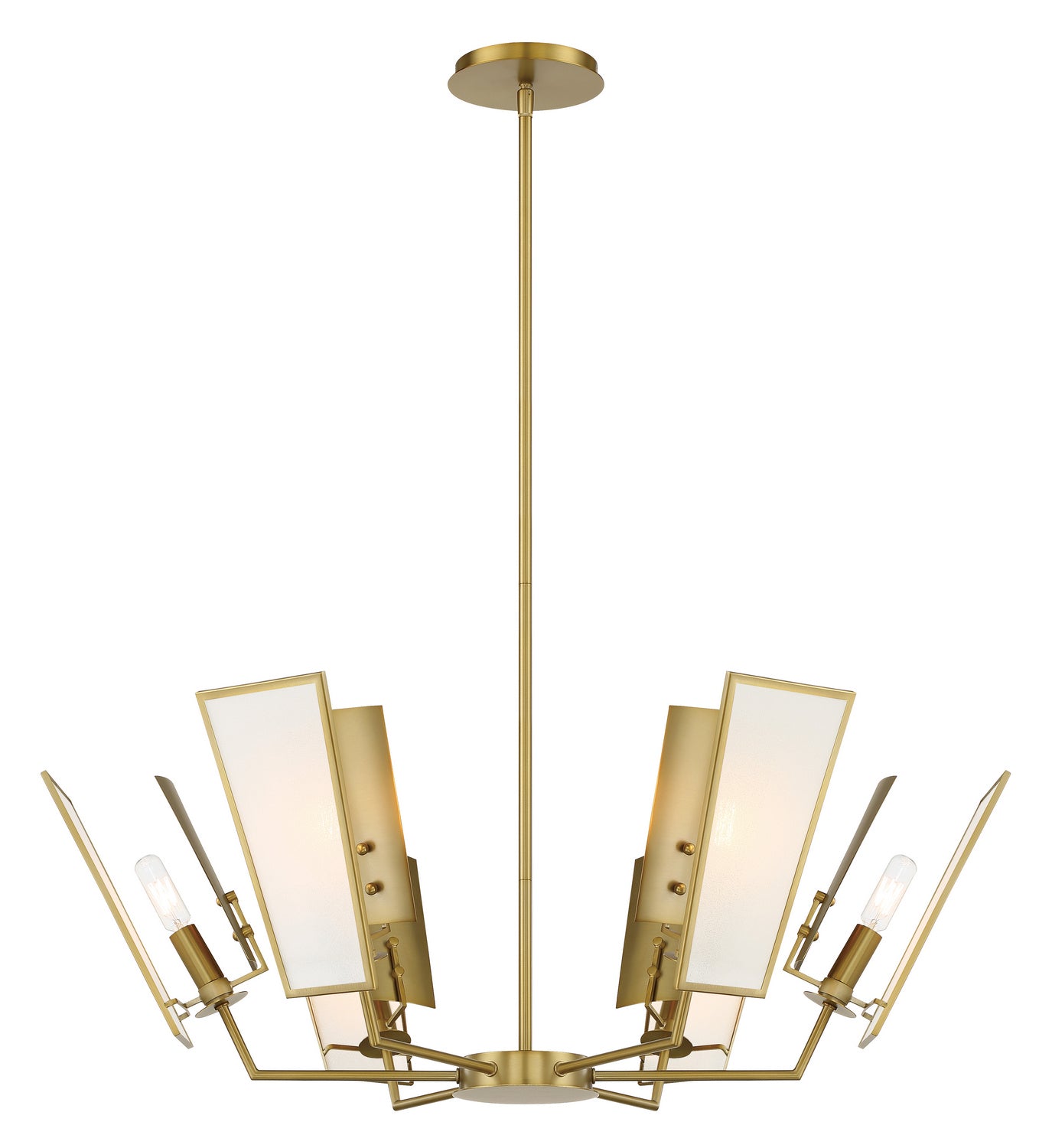 Ricochet Six Light Chandelier in Soft Brass