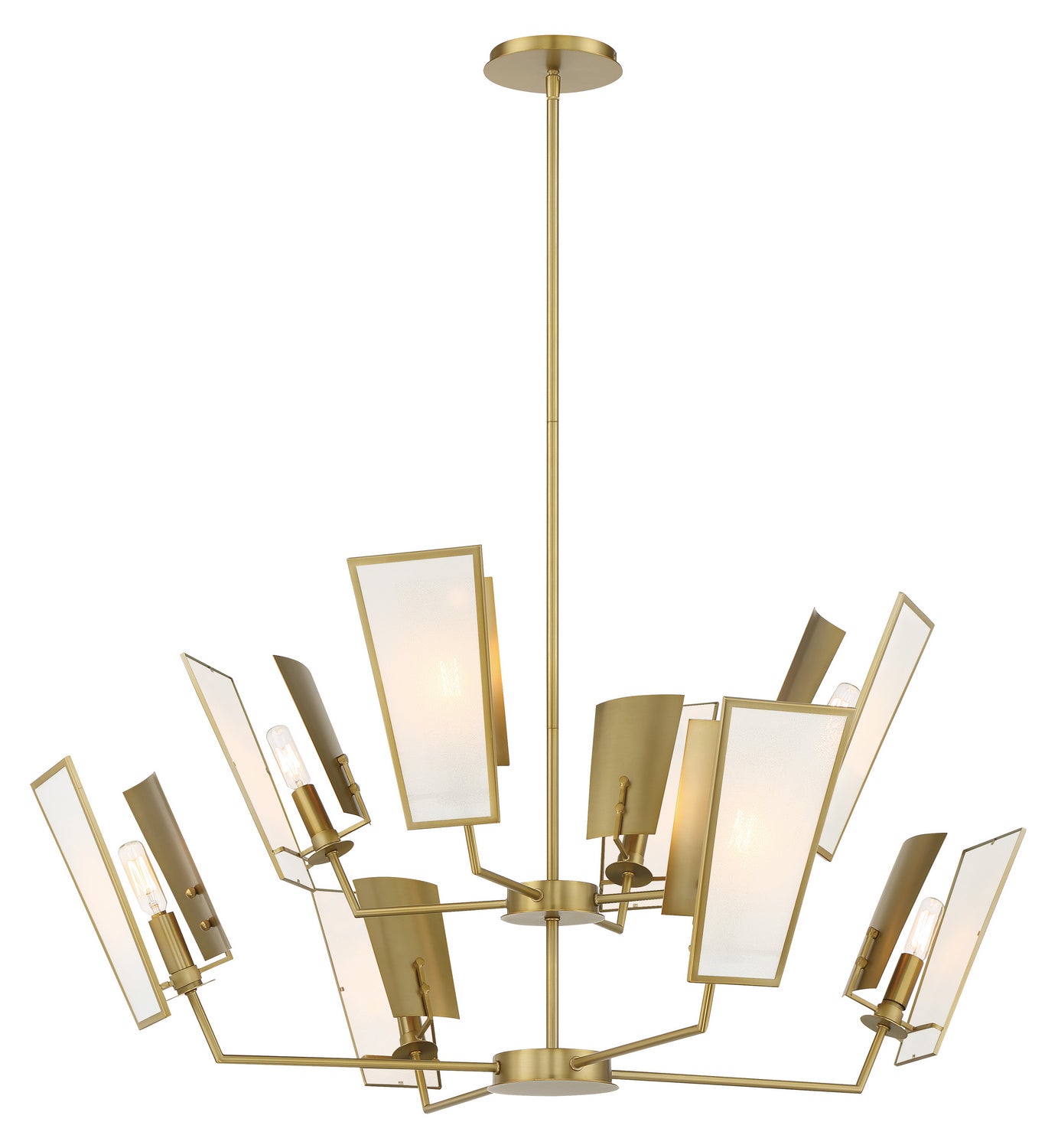 Ricochet Eight Light Chandelier in Soft Brass