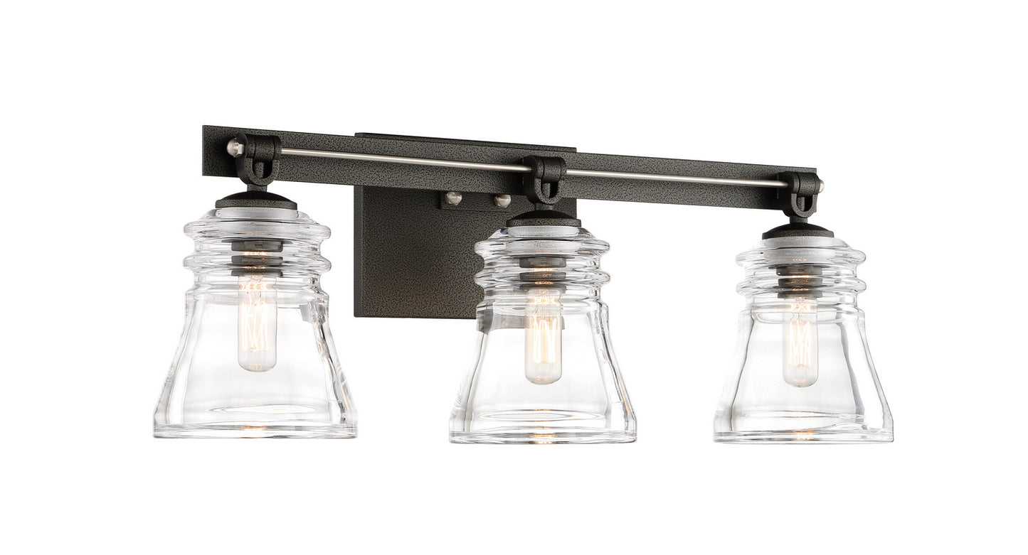 Graham Avenue Three Light Bath in Smoked Iron And Brushed Nickel