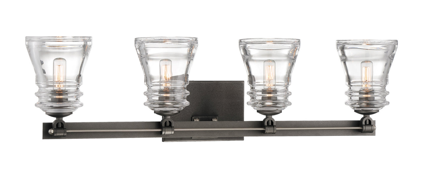 Graham Avenue Four Light Bath in Smoked Iron And Brushed Nickel