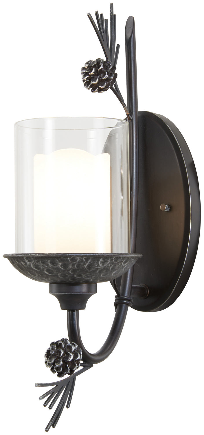 Ponderosa Ridge One Light Wall Sconce in Weathered Spruce w/Silver Highlights