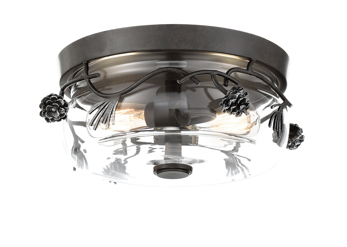 Ponderosa Ridge Two Light Flush Mount in Weathered Spruce w/Silver Highlights