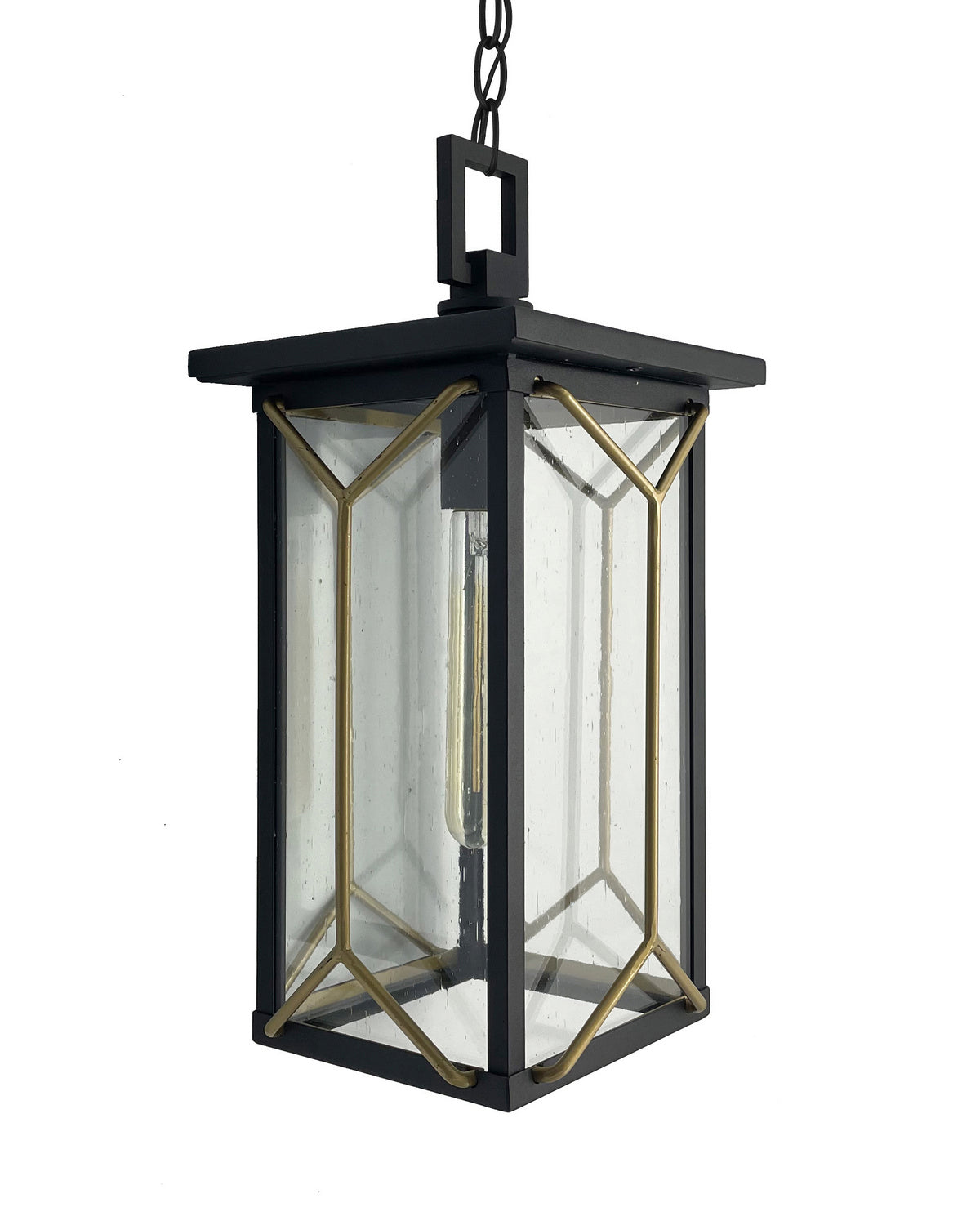 Hillside Manor One Light Chain Hung in Sand Coal And Mystic Gold