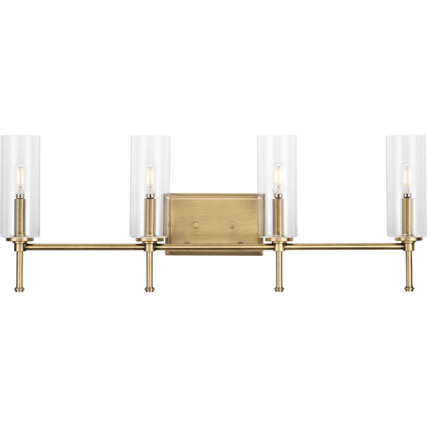 Elara Four Light Bath Vanity in Vintage Brass