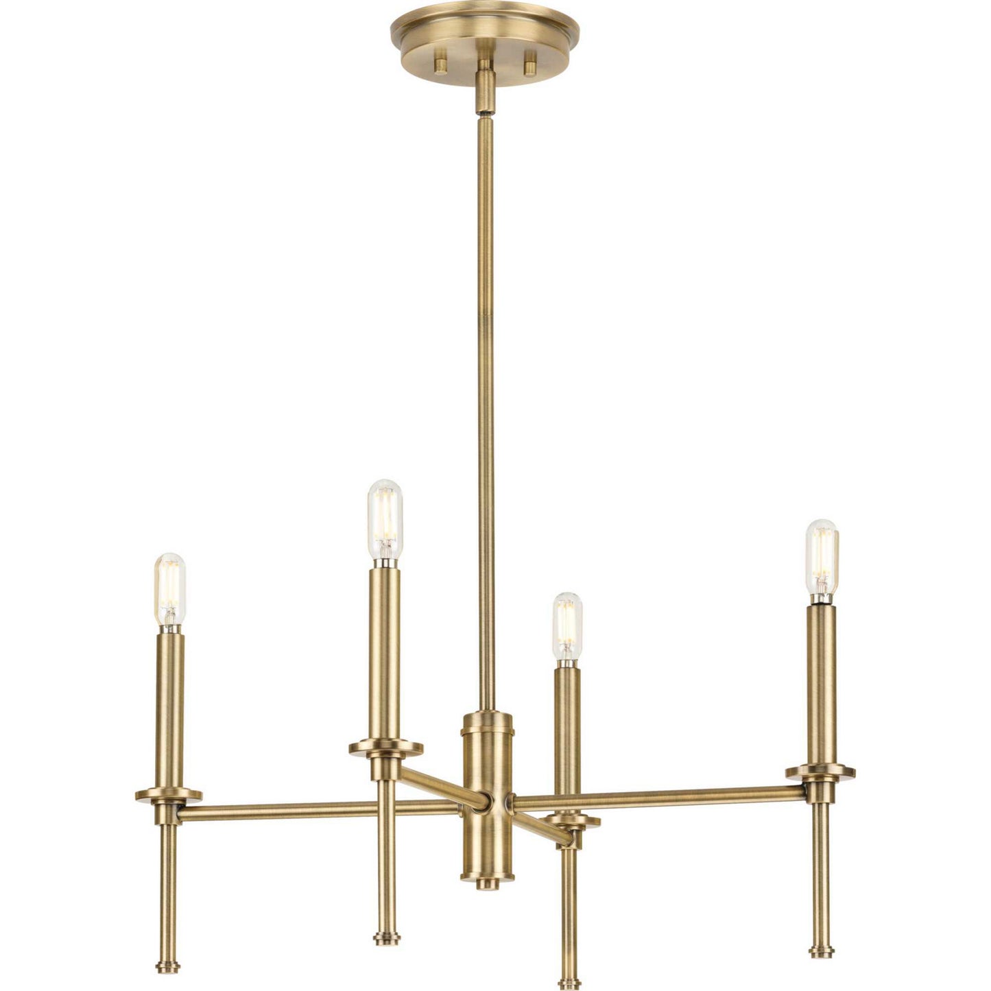 Elara Four Light Chandelier in Vintage Brass