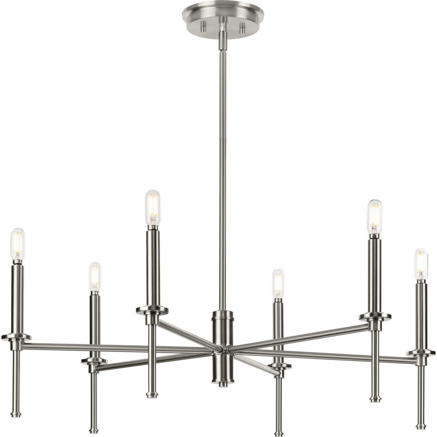 Elara Six Light Chandelier in Brushed Nickel