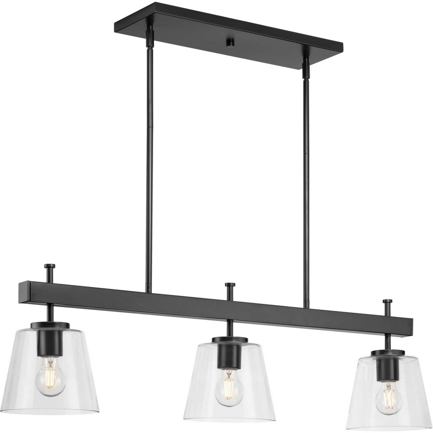 Saffert Three Light Linear Island Chandelier in Matte Black