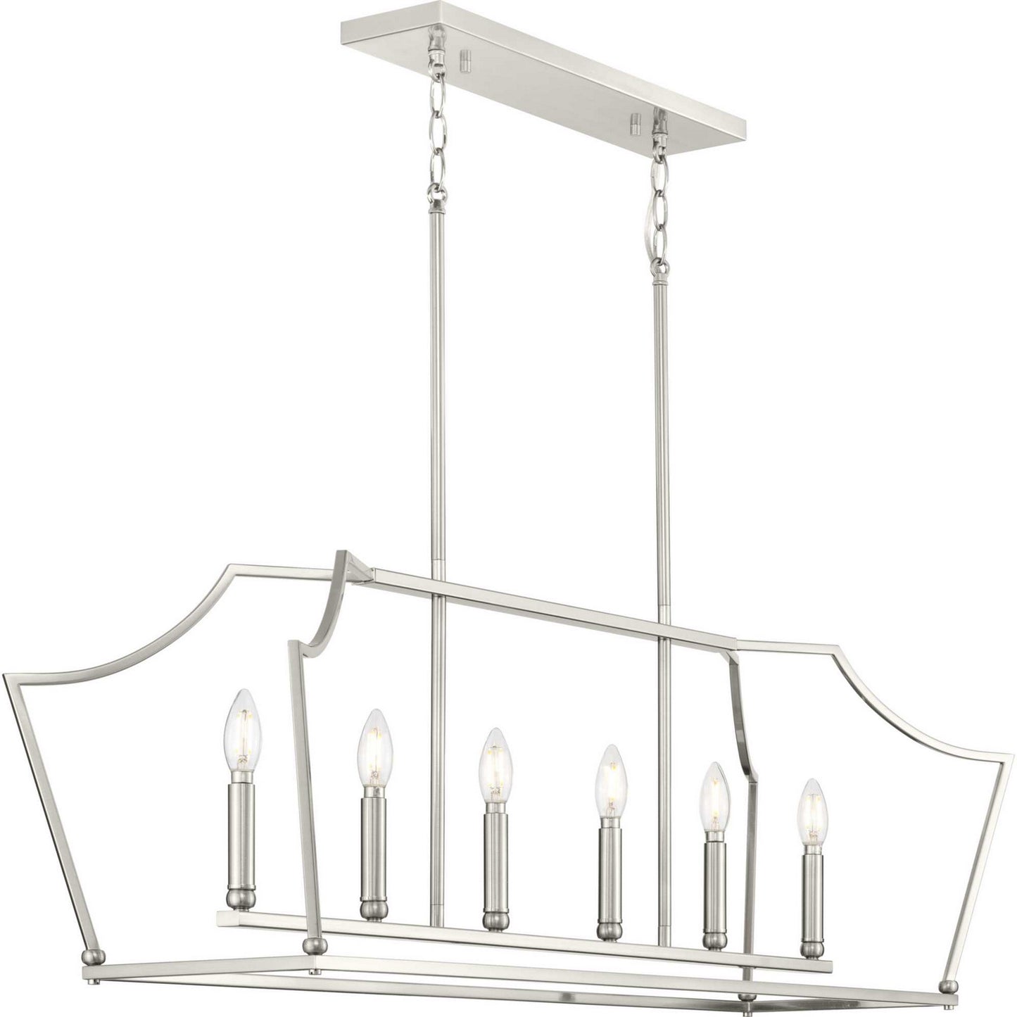 Parkhurst Six Light Linear Island Chandelier in Brushed Nickel