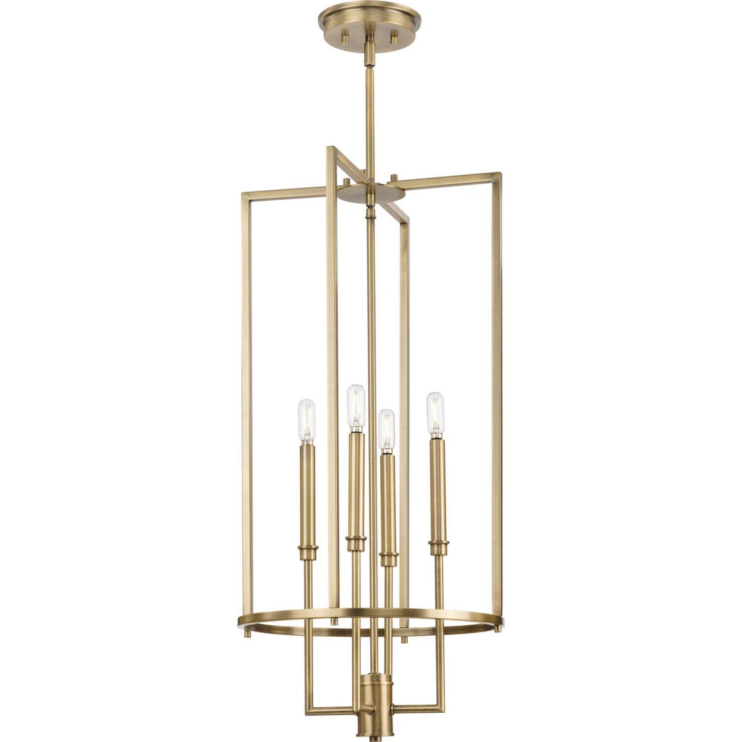 Elara Four Light Foyer Chandelier in Vintage Brass