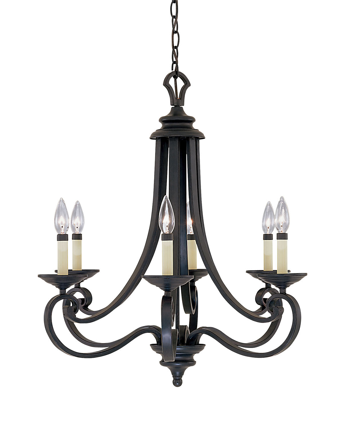 Barcelona Six Light Chandelier in Natural Iron