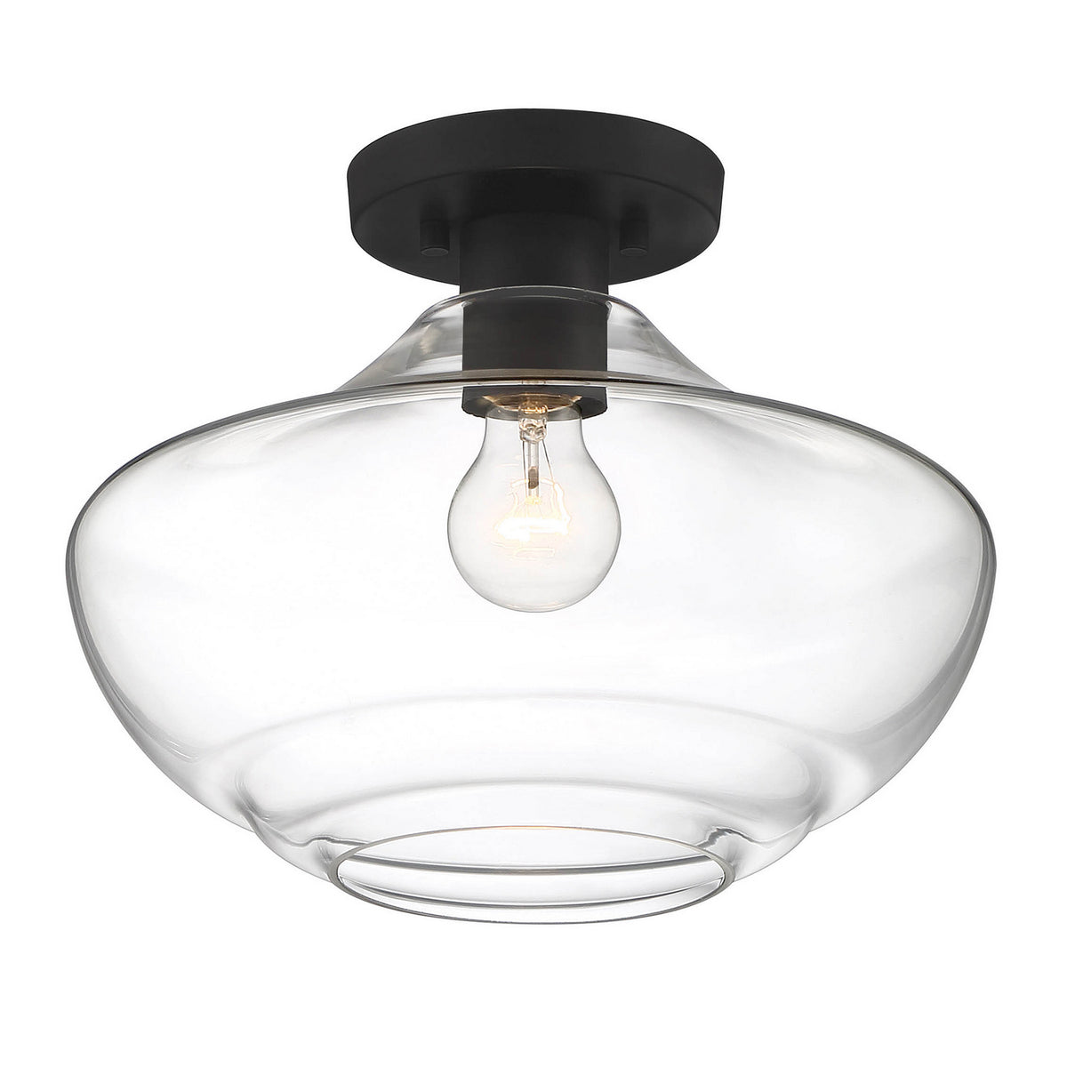 Emma One Light Semi Flush Mount in Matte Black