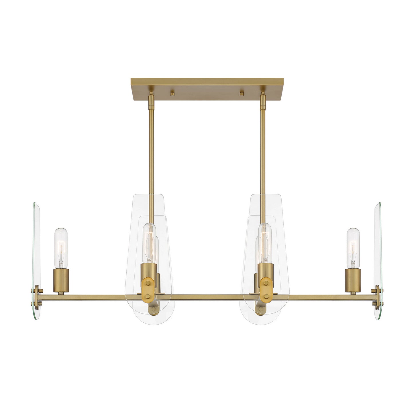 Bergen Beach Six Light Island Pendant in Brushed Gold