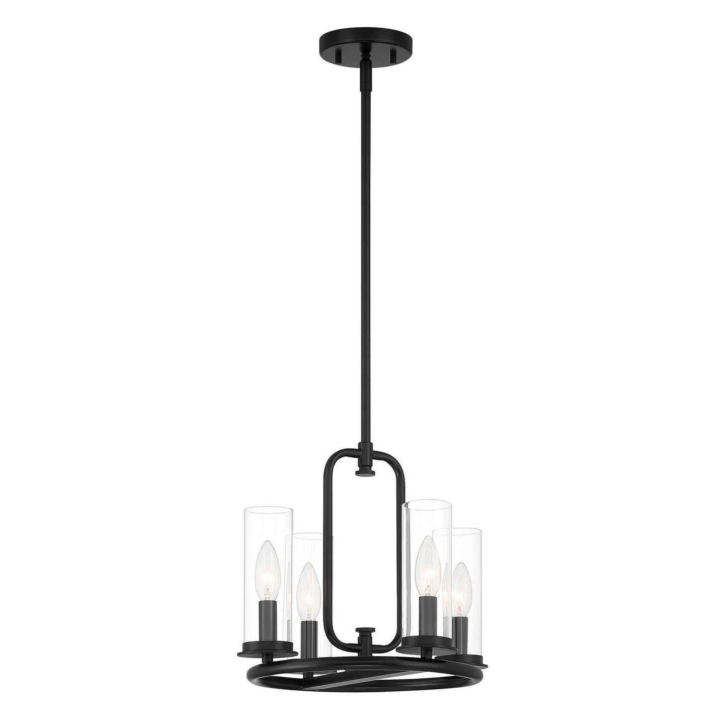 Hudson Heights Four Light Pendant Convertible in Matte Black