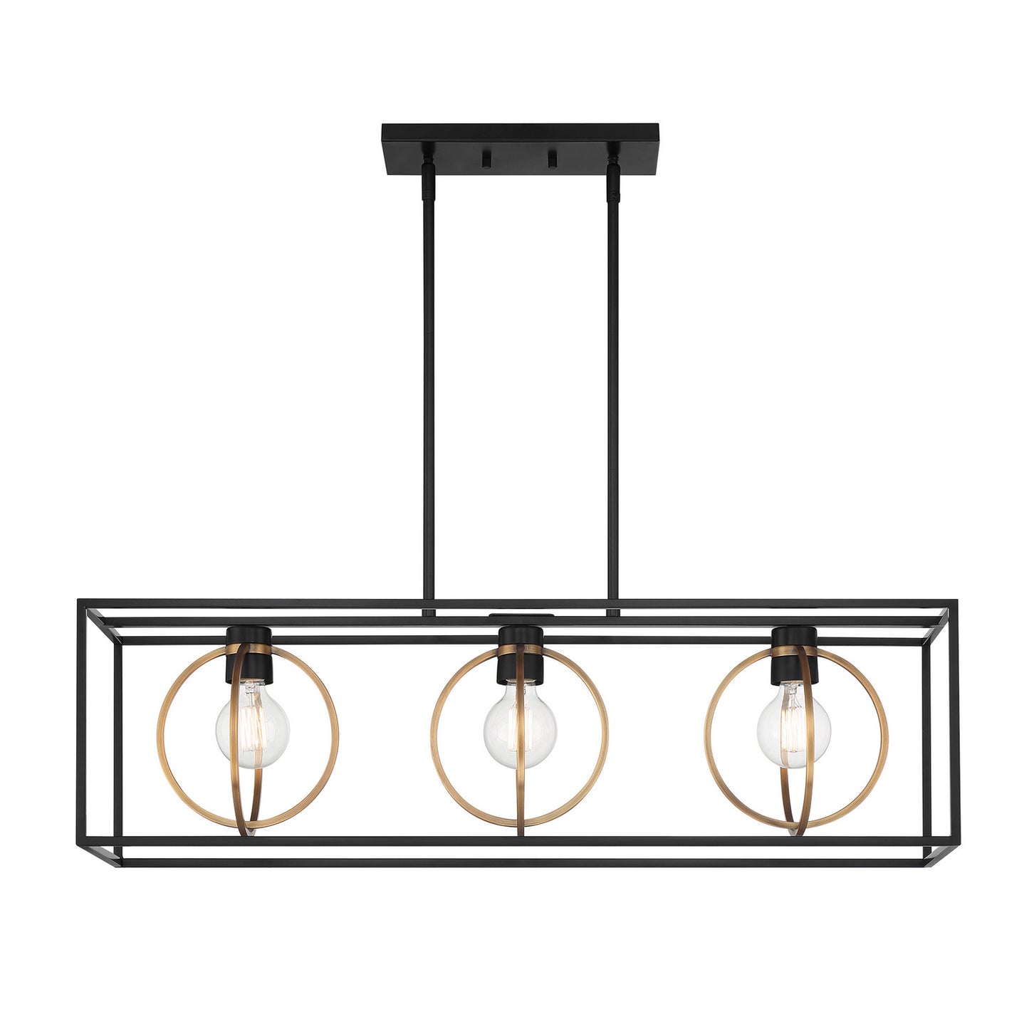 Kew Gardens Three Light Island Pendant in Matte Black