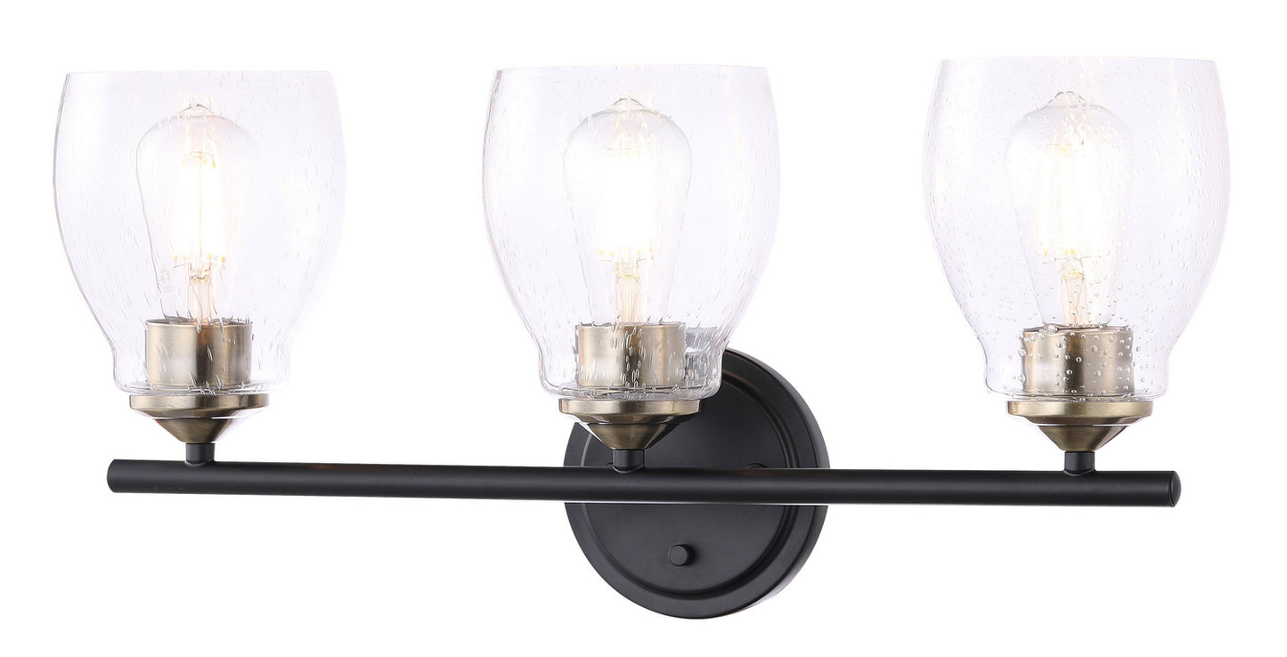 Winsley Three Light Wall Lamp in Coal w/Stained Brass