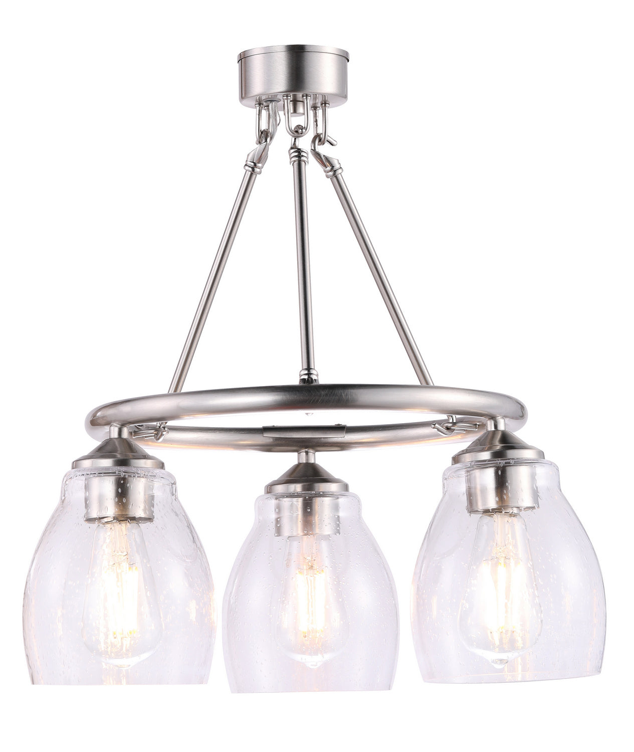 Winsley Three Light Chandelier in Brushed Nickel