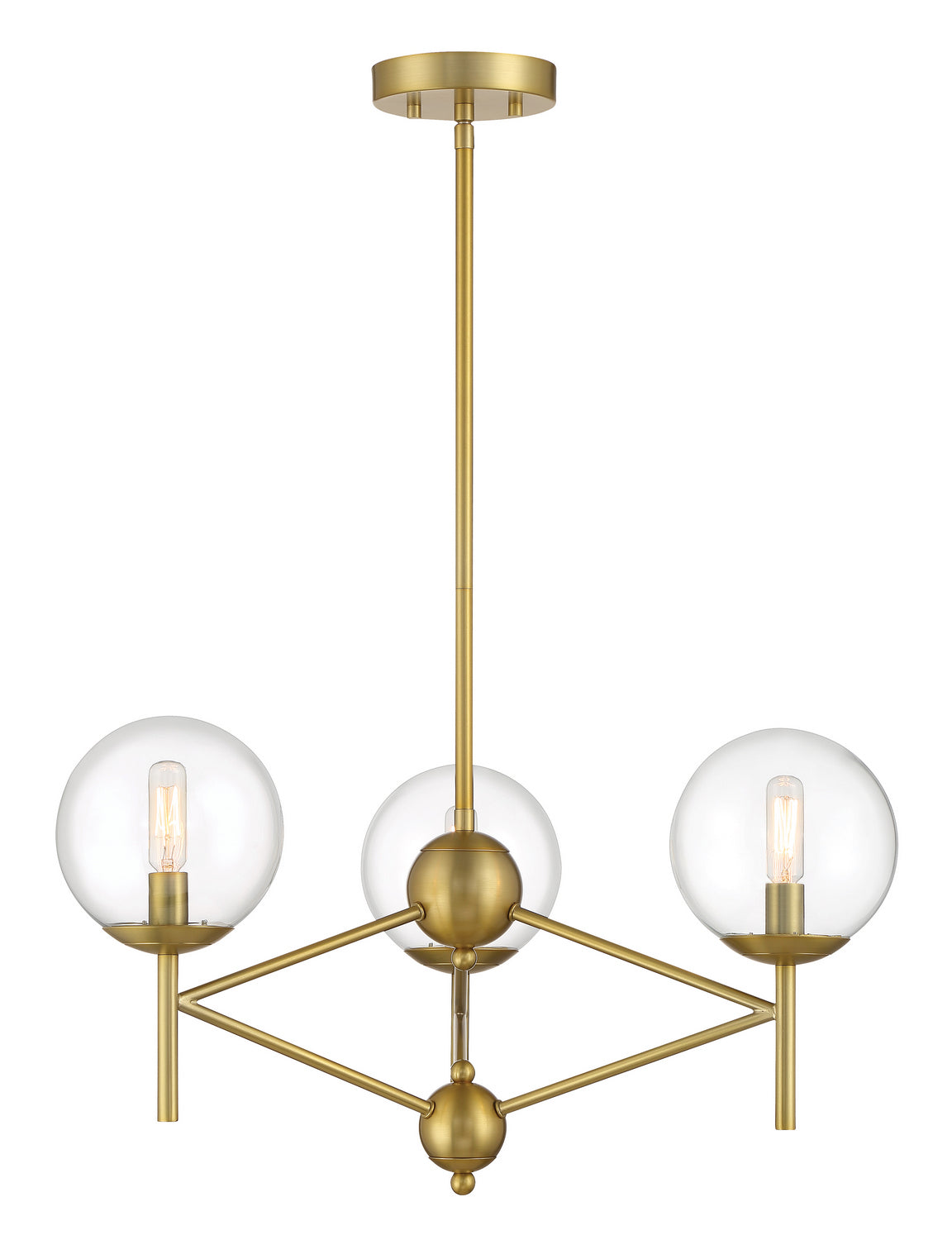 Auresa Three Light Pendant in Soft Brass