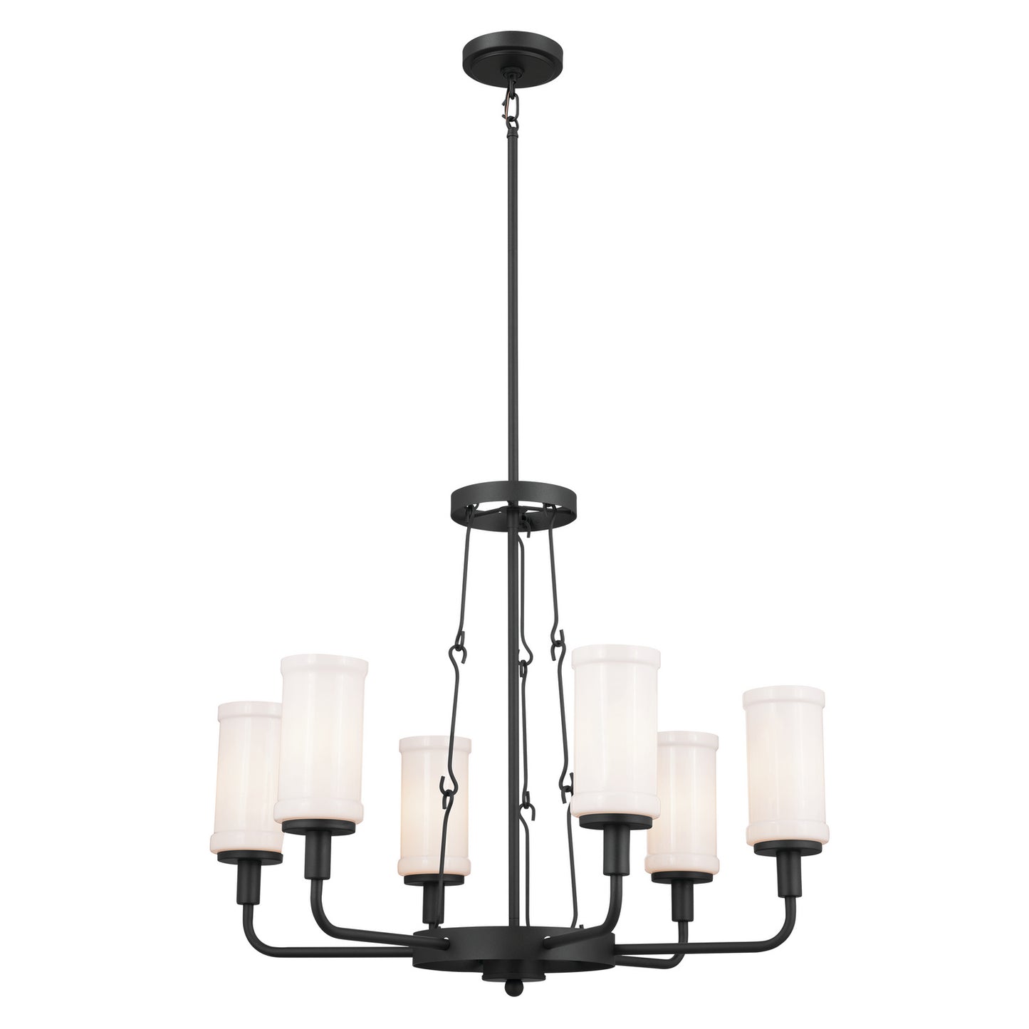 Vetivene Six Light Chandelier in Textured Black