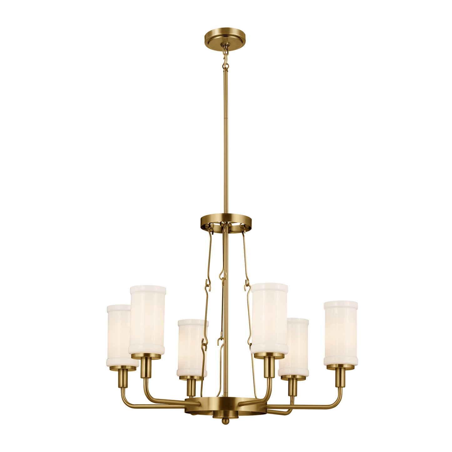 Vetivene Six Light Chandelier in Natural Brass
