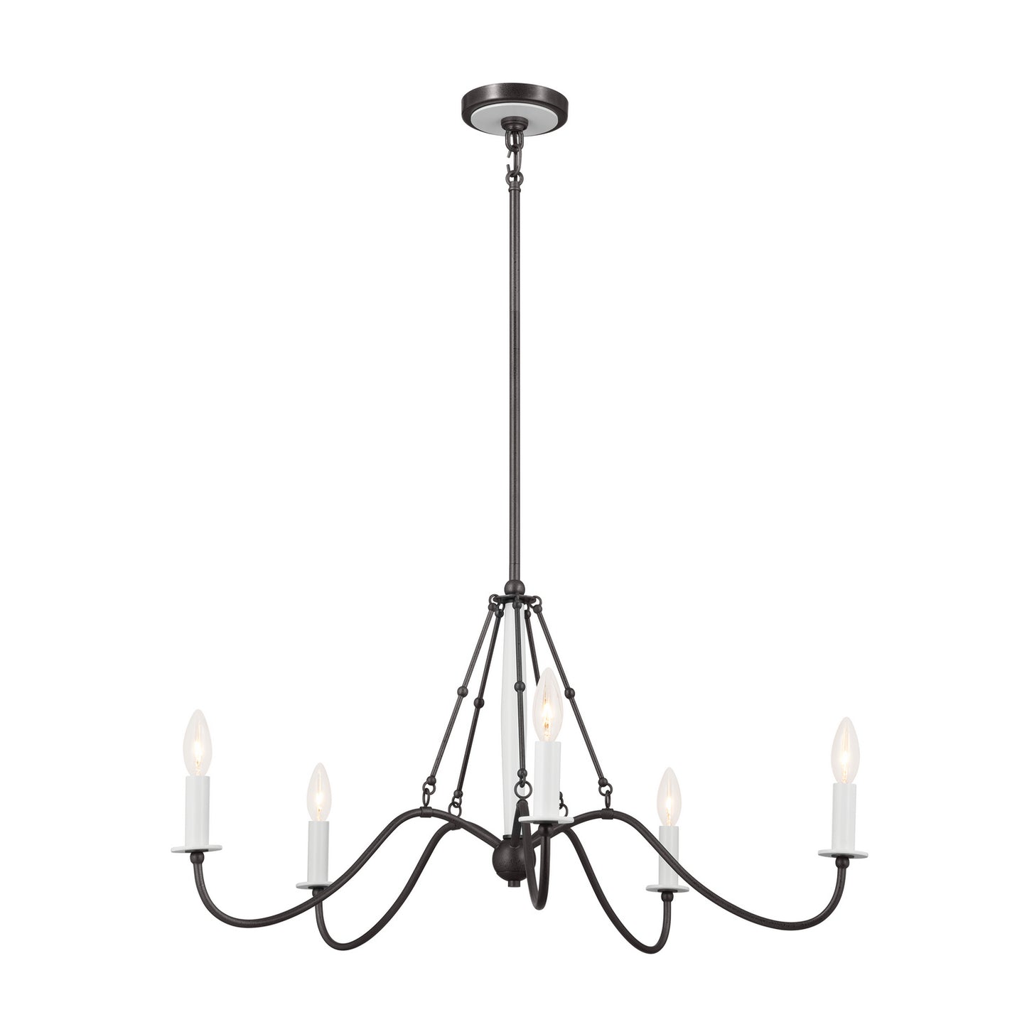 Freesia Five Light Chandelier in Anvil Iron