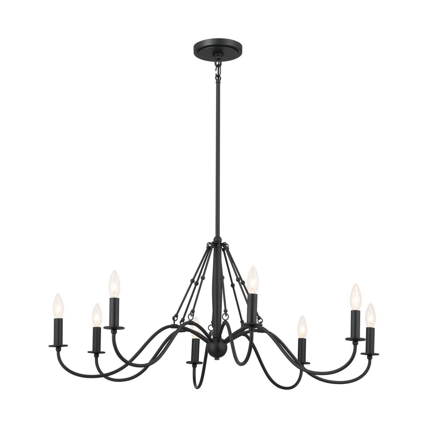Freesia Eight Light Chandelier in Textured Black